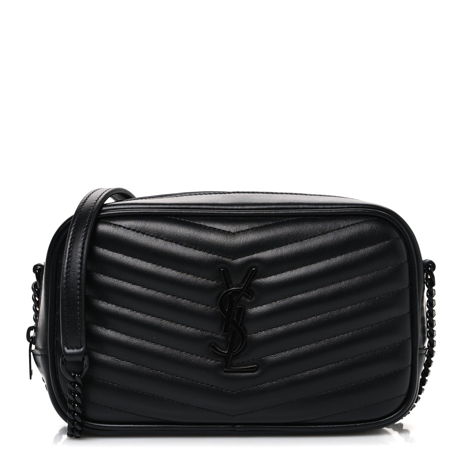 Calfskin Matelasse Monochrome Monogram Mini Lou Camera Bag Black