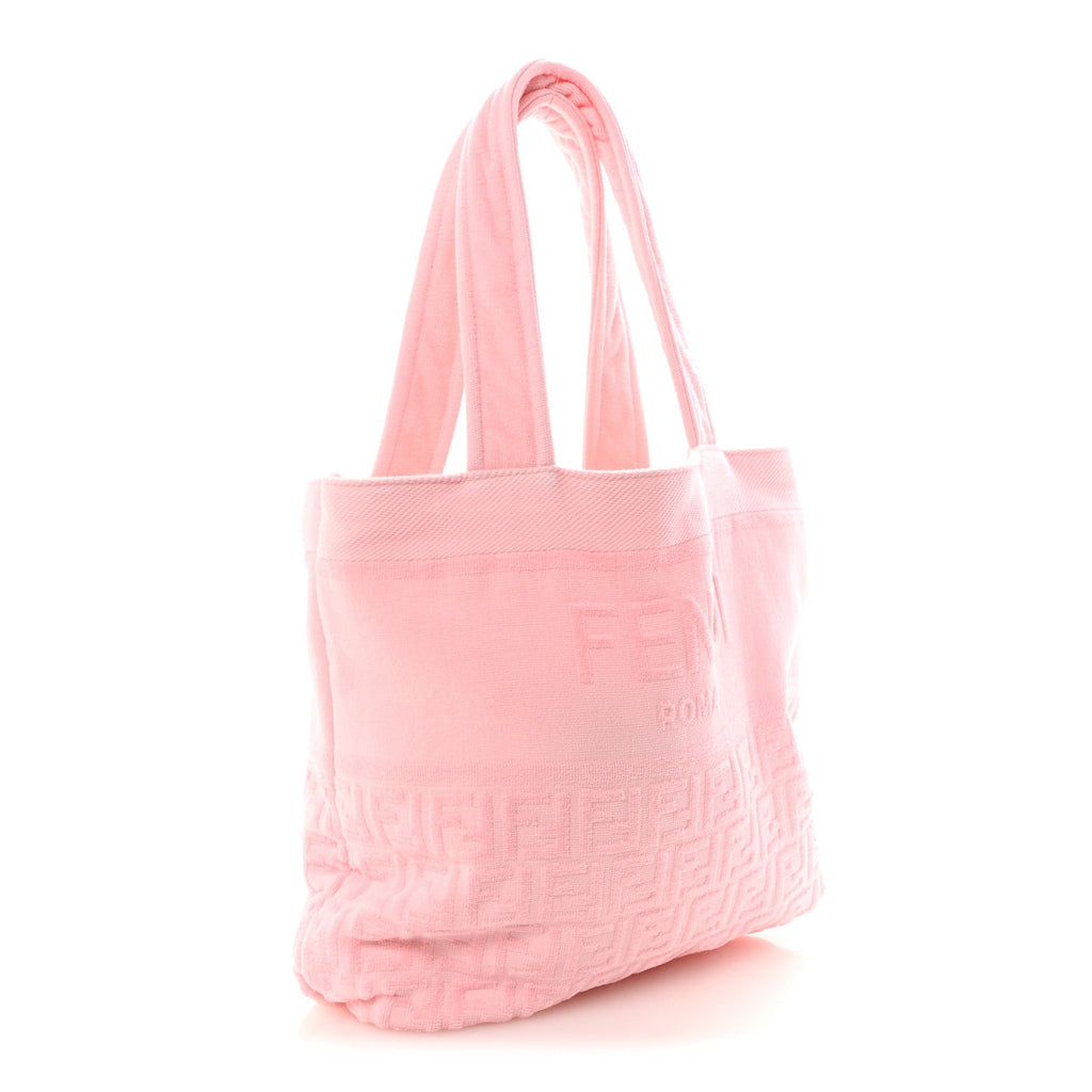 Terrycloth FF Embossed Beach Towel Tote Bag Pink