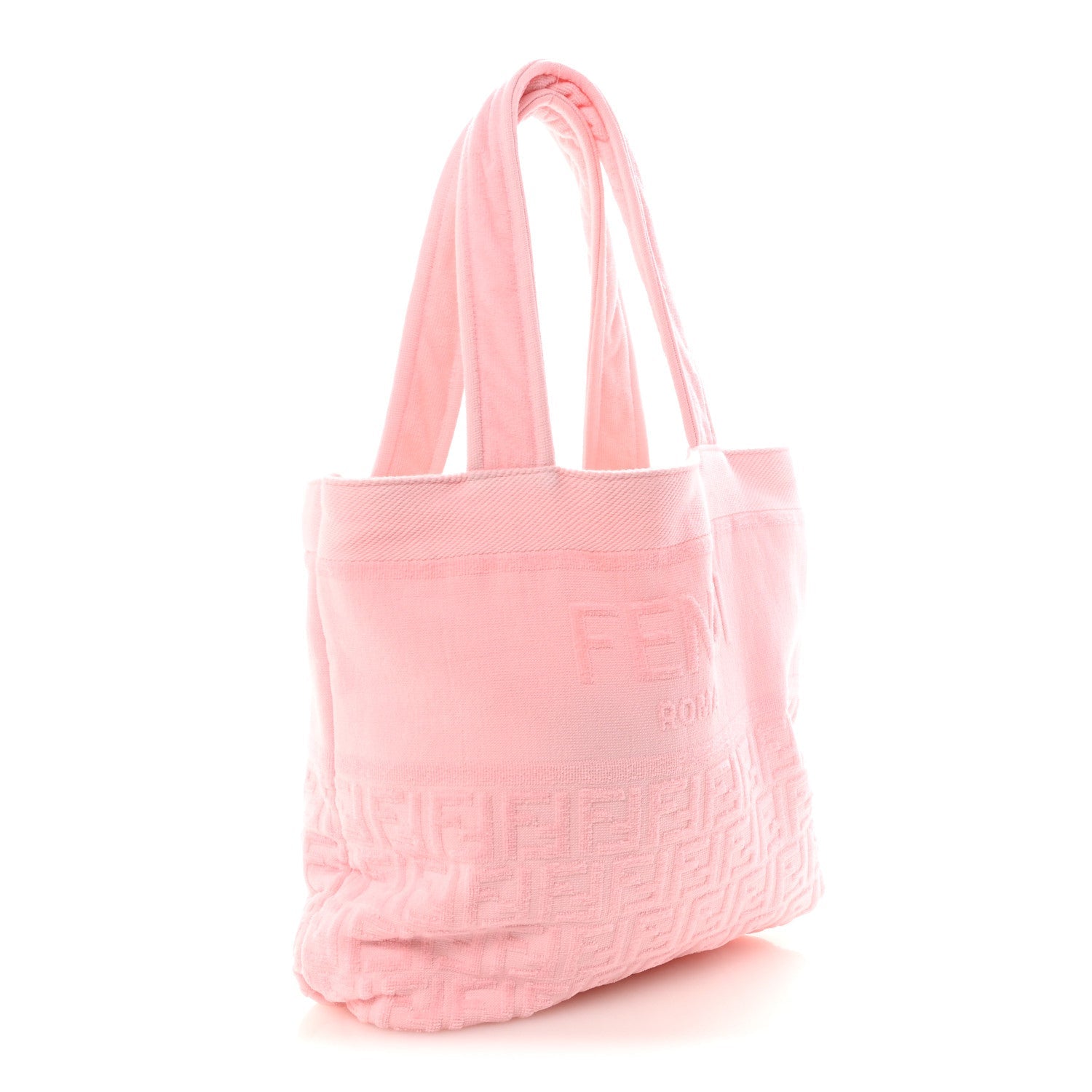Terrycloth FF Embossed Beach Towel Tote Bag Pink