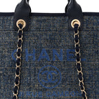 Lurex Canvas Medium Deauville Tote Navy Blue