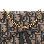 Oblique Saddle Chain Long Wallet  Blue