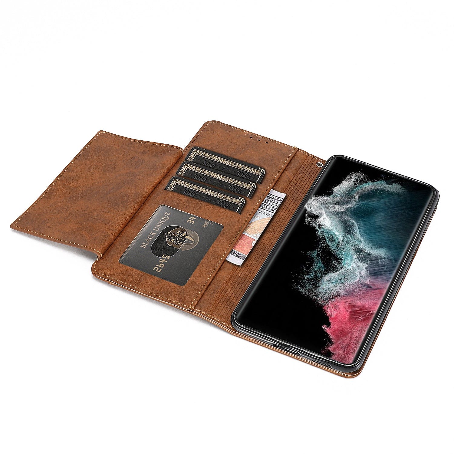 SAHARA - Indy Series Genuine Leather Wallet Case - Samsung Galaxy S23+