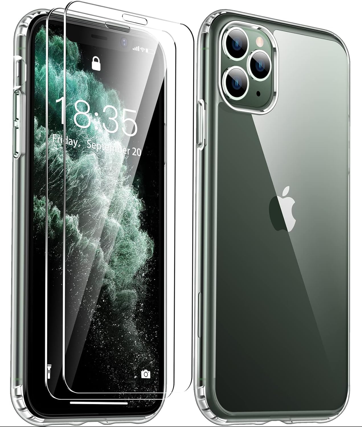 Entronix Bundle Compatible with iPhone 11 Pro Max - [Hard] Clear Case & 2 Clear Screen Protectors