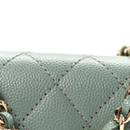 Caviar Quilted Mini Clutch With Chain Light Green