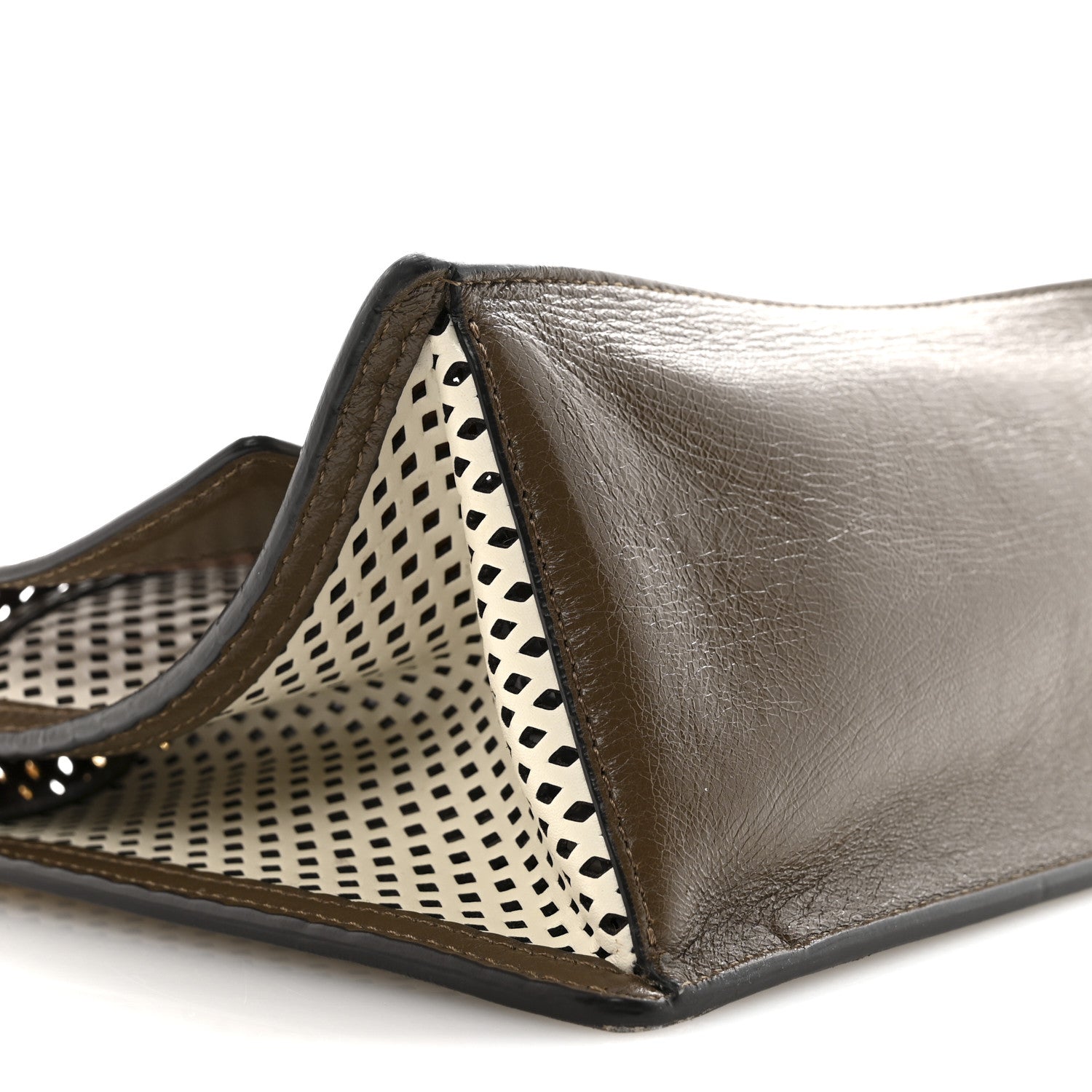 Vitello Liberty Glossy Lambskin F is Fendi Perforated Kan U Shoulder Bag White Ice Rust Maya