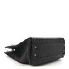 Goatskin Quilted Small Perfect Edge Shopping Tote Black