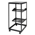 20U Open Frame Server Rack, 23-40 in Adjustable Depth, Free Standing or Wall Mount Network Server Rack, 4 Post AV Rack with Casters, Holds All Your Networking IT Equipment AV Gear Router Modem
