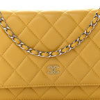 Lambskin Quilted Wallet On Chain WOC Yellow