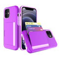 Tpu Pc Hybrid 2-In-1 Flip Card Holder Phone Case For Apple Iphone 12 Mini In Purple
