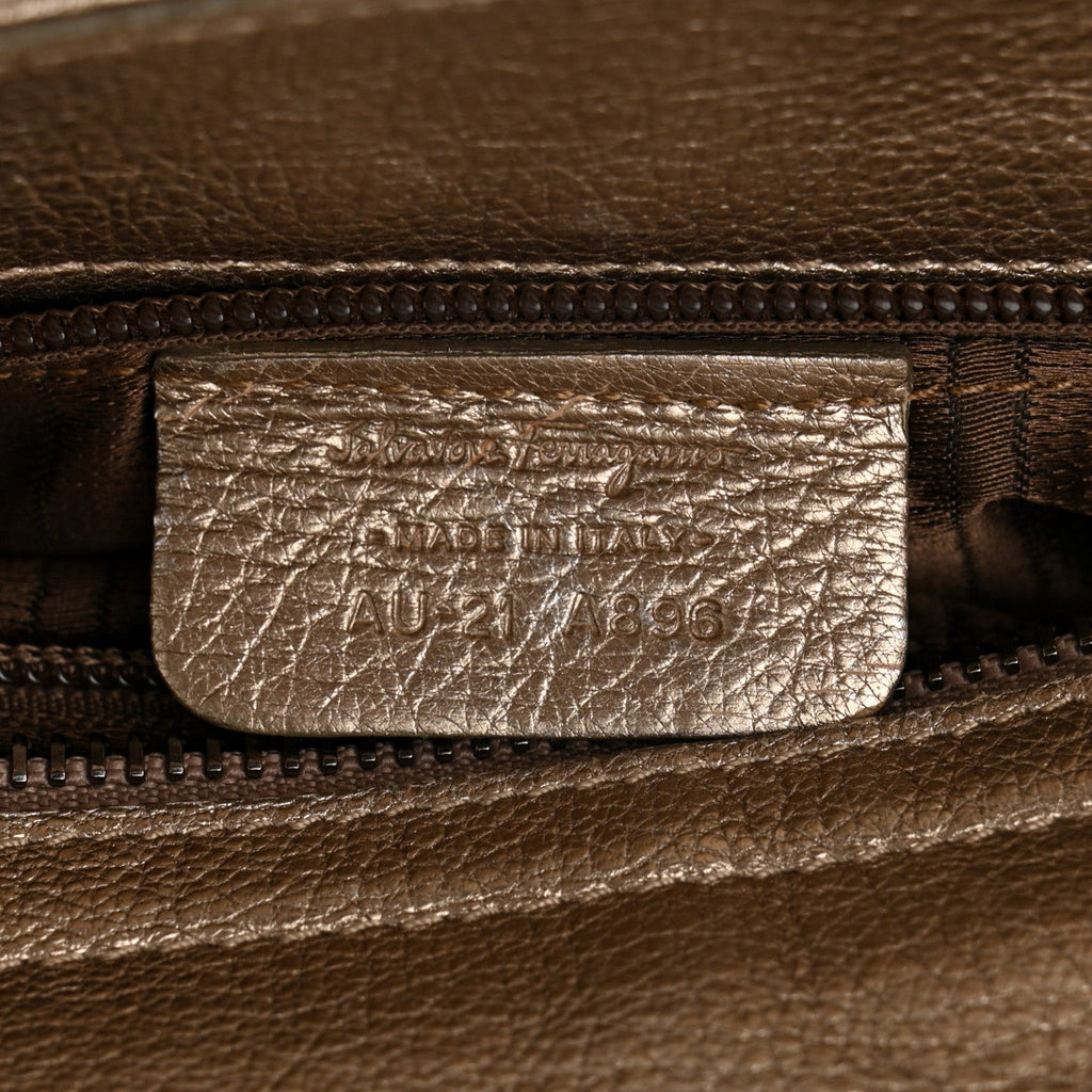 Metallic Grained Calfskin Medium Sofia Satchel Gold