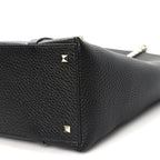 Grained Calfskin North South Rockstud Tote Black