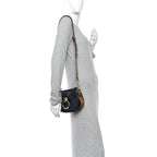 Calfskin Crocodile Embossed Small Tess Bag Full Blue