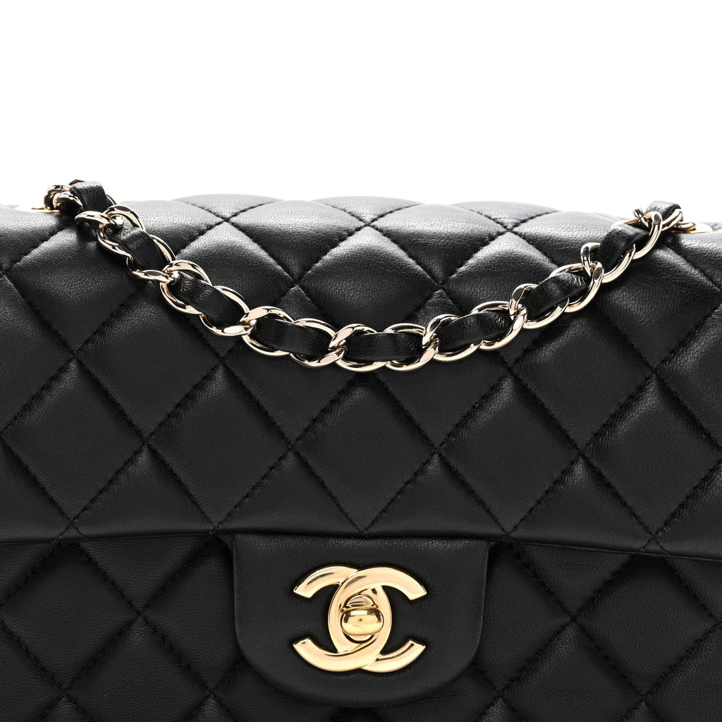 Lambskin Quilted Mini Rectangular Flap Black