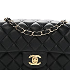 Lambskin Quilted Mini Rectangular Flap Black