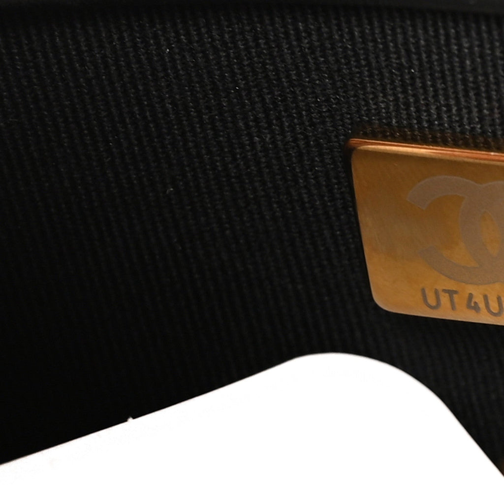 Calfskin Stitched Chain Flap Black