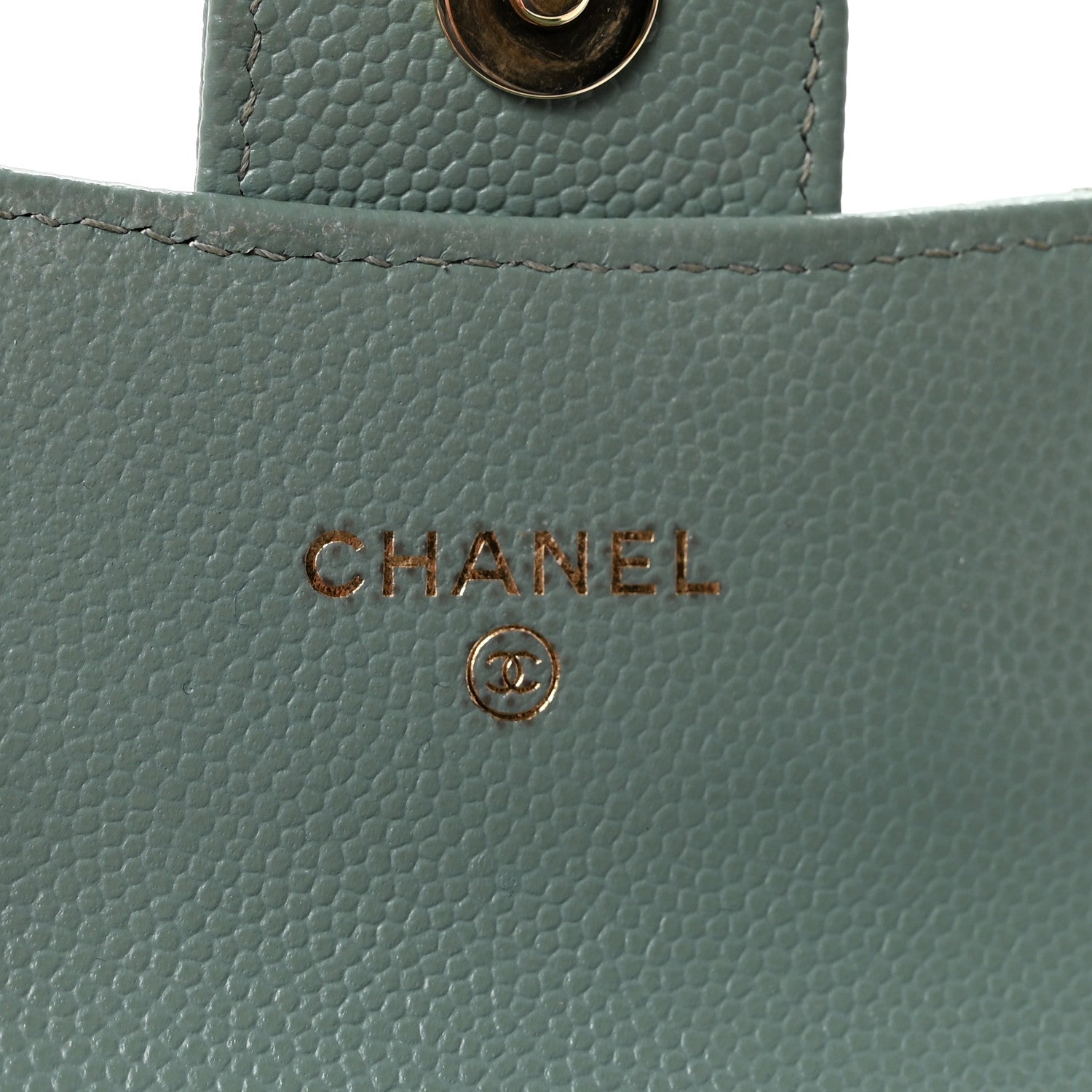 Caviar Quilted Mini Clutch With Chain Light Green