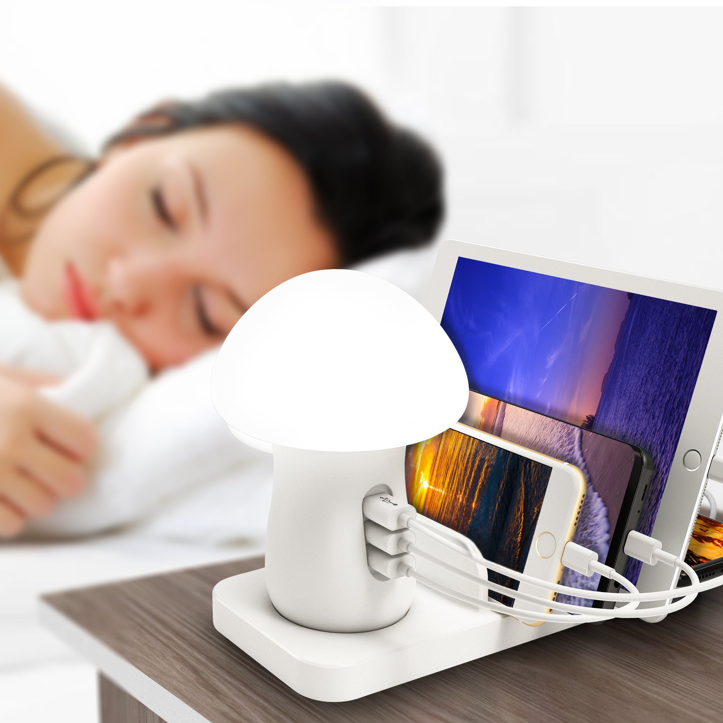 3-in-1 Desk Organizer with Wireless Charging Station and Reading Light