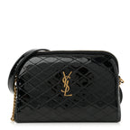 Patent Quilted Gaby Zipped Pouch Black