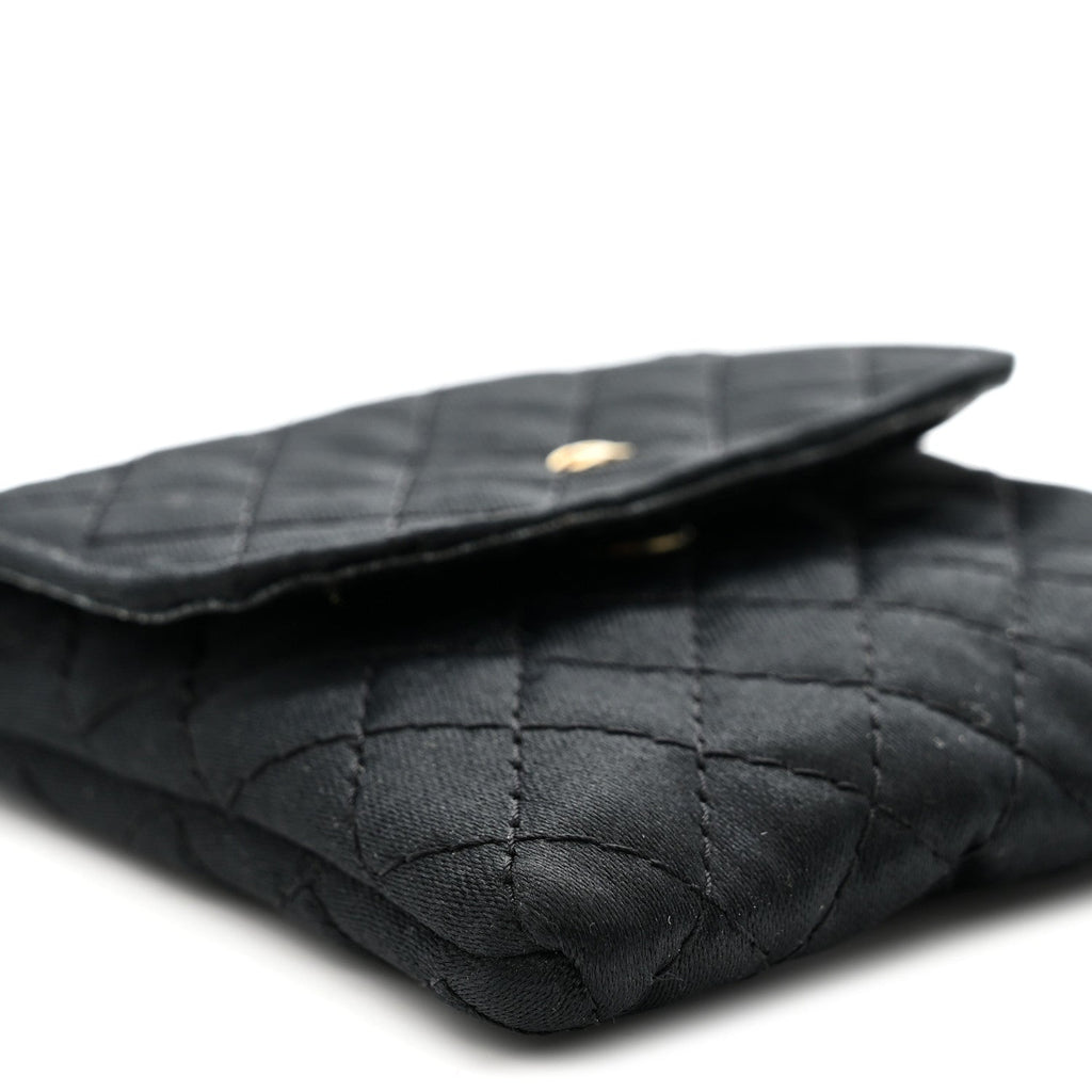 Jersey Quilted Micro Flap Bag Black