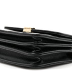 Lambskin Quilted Top Handle Flap Clutch With Chain Black