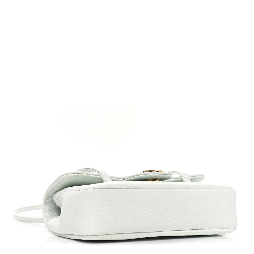 Shiny Caviar Mini Preppy Coco Shoulder Bag Light Blue