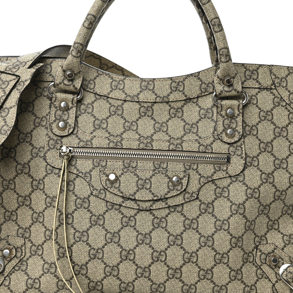 X GUCCI GG Supreme Monogram Neo Classic Silver Hardware City Beige Ebony