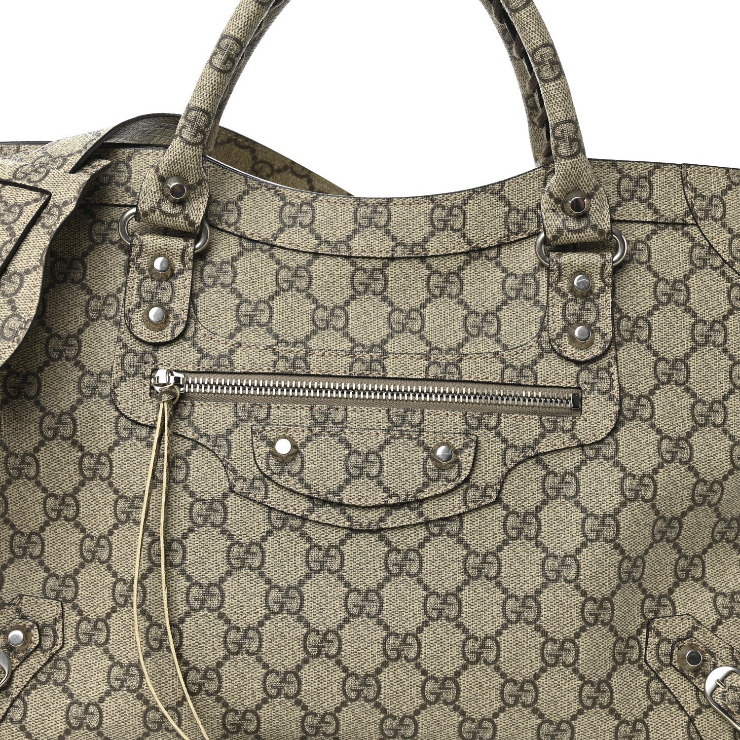 X GUCCI GG Supreme Monogram Neo Classic Silver Hardware City Beige Ebony