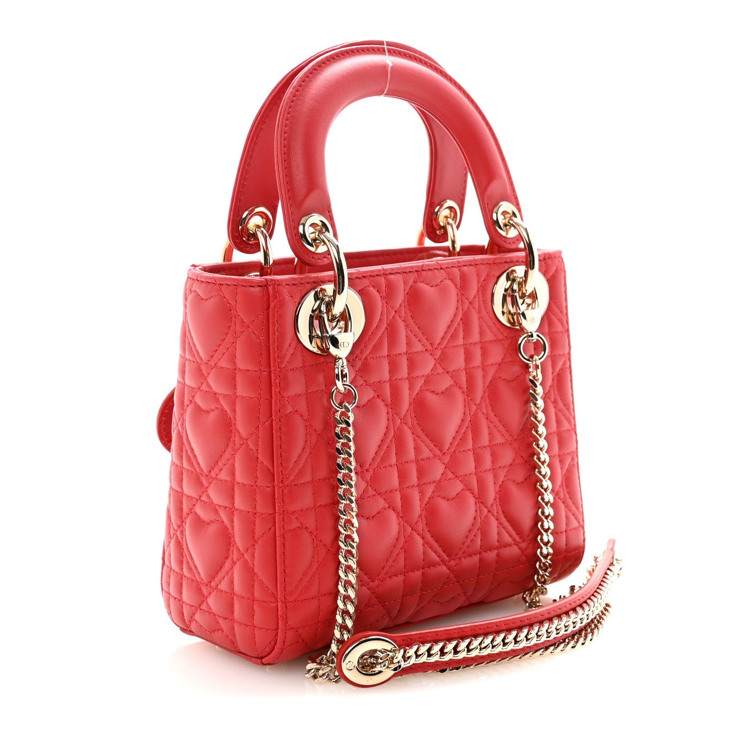 Calfskin Cannage Dioramour Mini Lady Dior Bag Bright Red