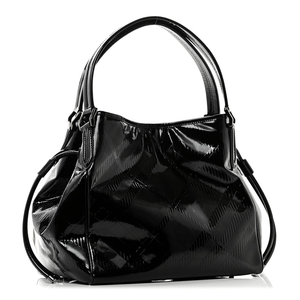 Patent Check Embossed Small Bilmore Tote Black