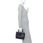 Lambskin Cannage Small Lucky Badges My Lady Dior Navy