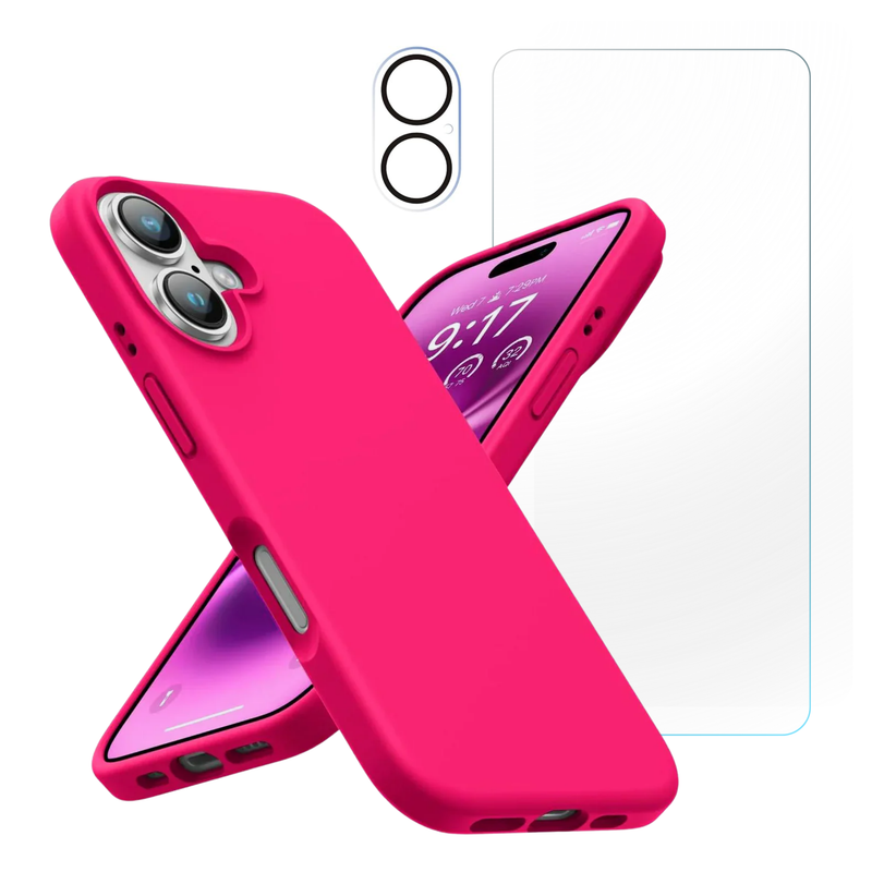 Entronix Bundle Compatible with iPhone 17 - Liquid Silicone Case, 1 Clear Screen Protector & 1 Camera Lens Protector