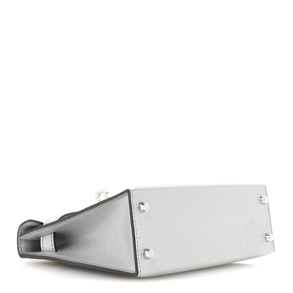 Metallic Chevre Chamkilight Mini Kelly Sellier 20 Argent
