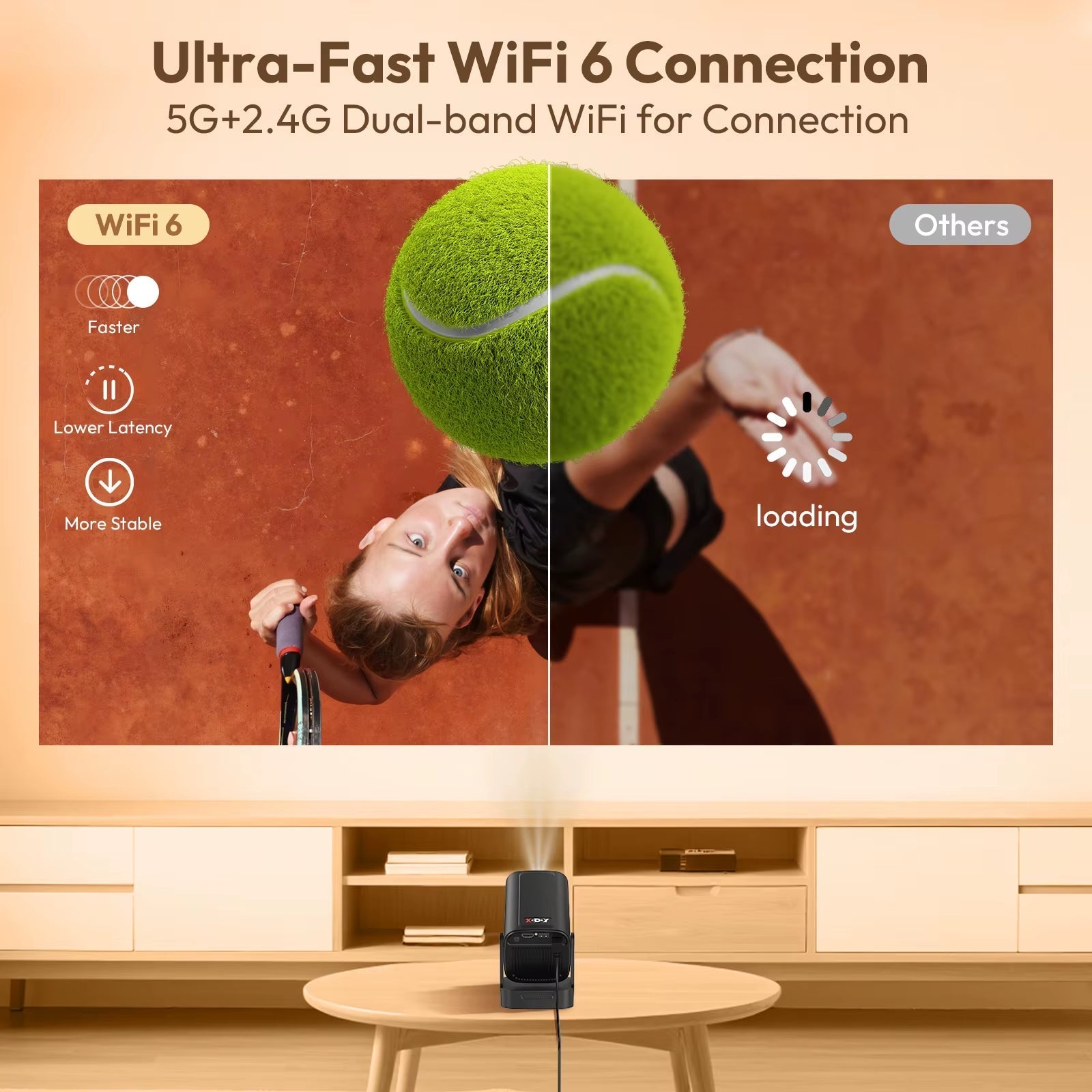 4K HD 300 ANSI Lumens Bluetooth Wifi Projector - 1080P Android Smart Home Theater