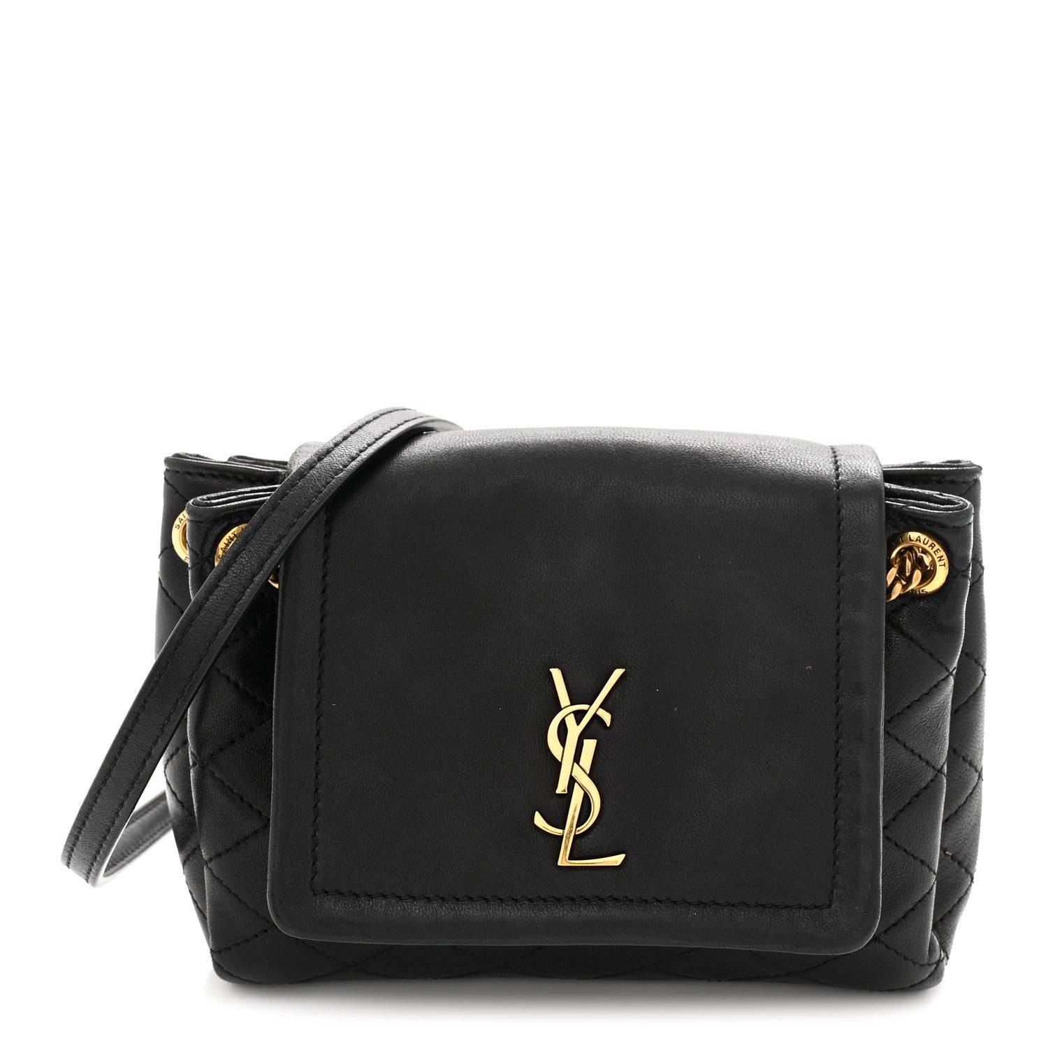 Lambskin Quilted Monogram Mini Nolita Black