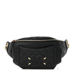 Caviar Quilted Filigree Waist Bag Black