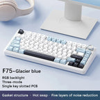 F75 2.4G Wireless/Bluetooth/Wired RGB Mechanical Gaming Keyboard with Customizable 75% Layout and Gasket Structure - Glacier blue Reaper Switch