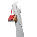 Satin Baby Grained Calfskin Small Tri-Color Trapeze Carmin