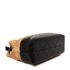 Suede Calfskin Shiny Lambskin Quilted Small Coco Base Shopping Bag Beige Black