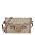 GG Supreme Monogram Textured Dollar Calfskin Mini Horsebit 1955 Shoulder Bag Beige Mystic White Oatmeal