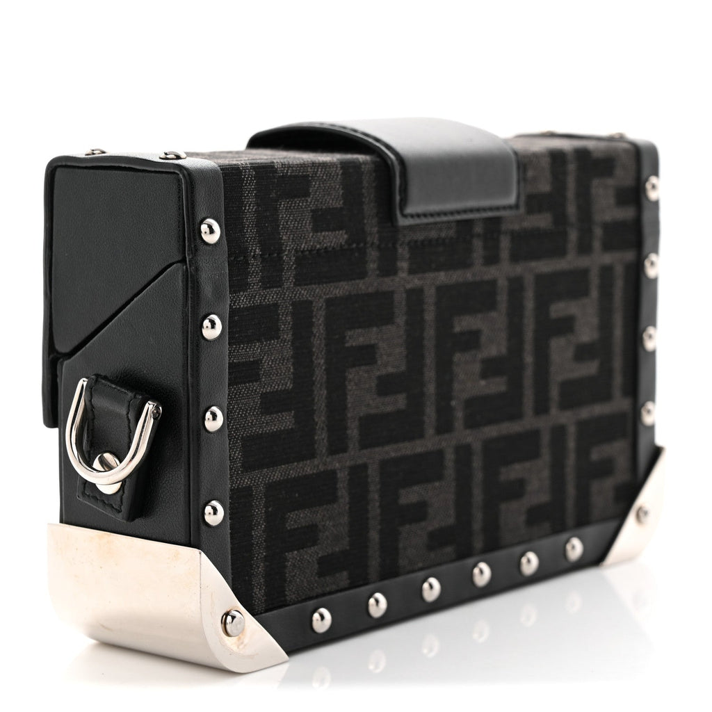 Recycled Fabric Jacquard Vitello Astro FF 1974 Mini Baguette Trunk Asfalto Black