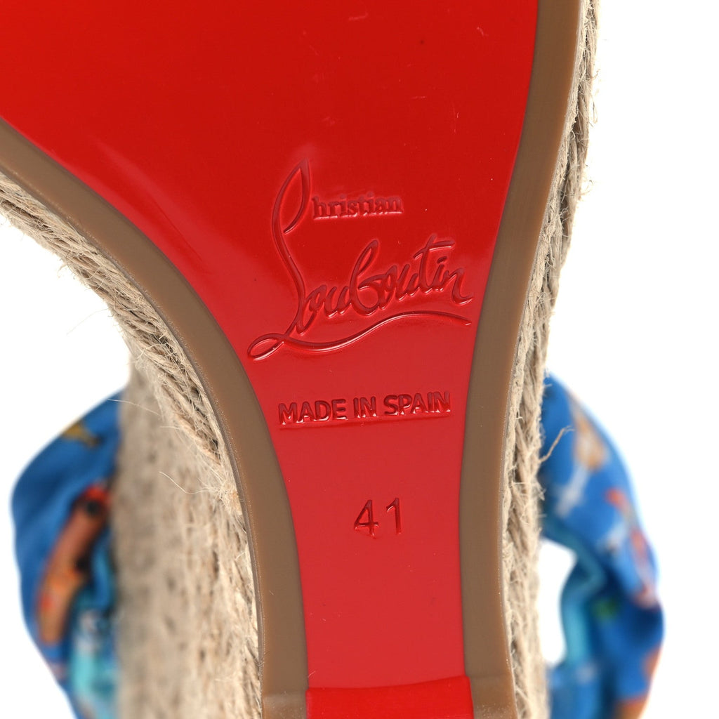 Satin Monica Du Desert 110 Espadrille Wedges 41 Blue Multicolor