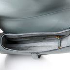Grained Calfskin Saddle Bag With Strap Stone Grey