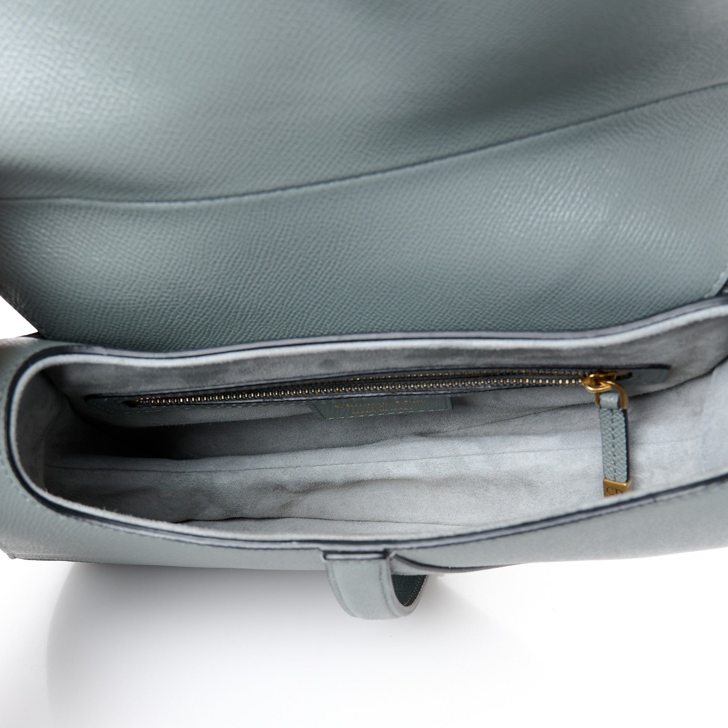 Grained Calfskin Saddle Bag With Strap Stone Grey