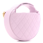 Shiny Caviar Quilted Bow Pouch Hobo Light Purple