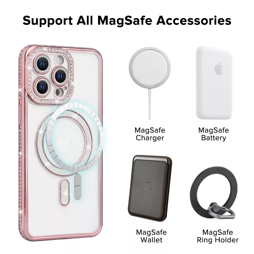 Entronix [Magnetic] Case Compatible with iPhone 14 Pro - [Clear Back] Luxury Diamonds
