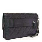 Iridescent Caviar Quilted Classic Pouch Clutch Black