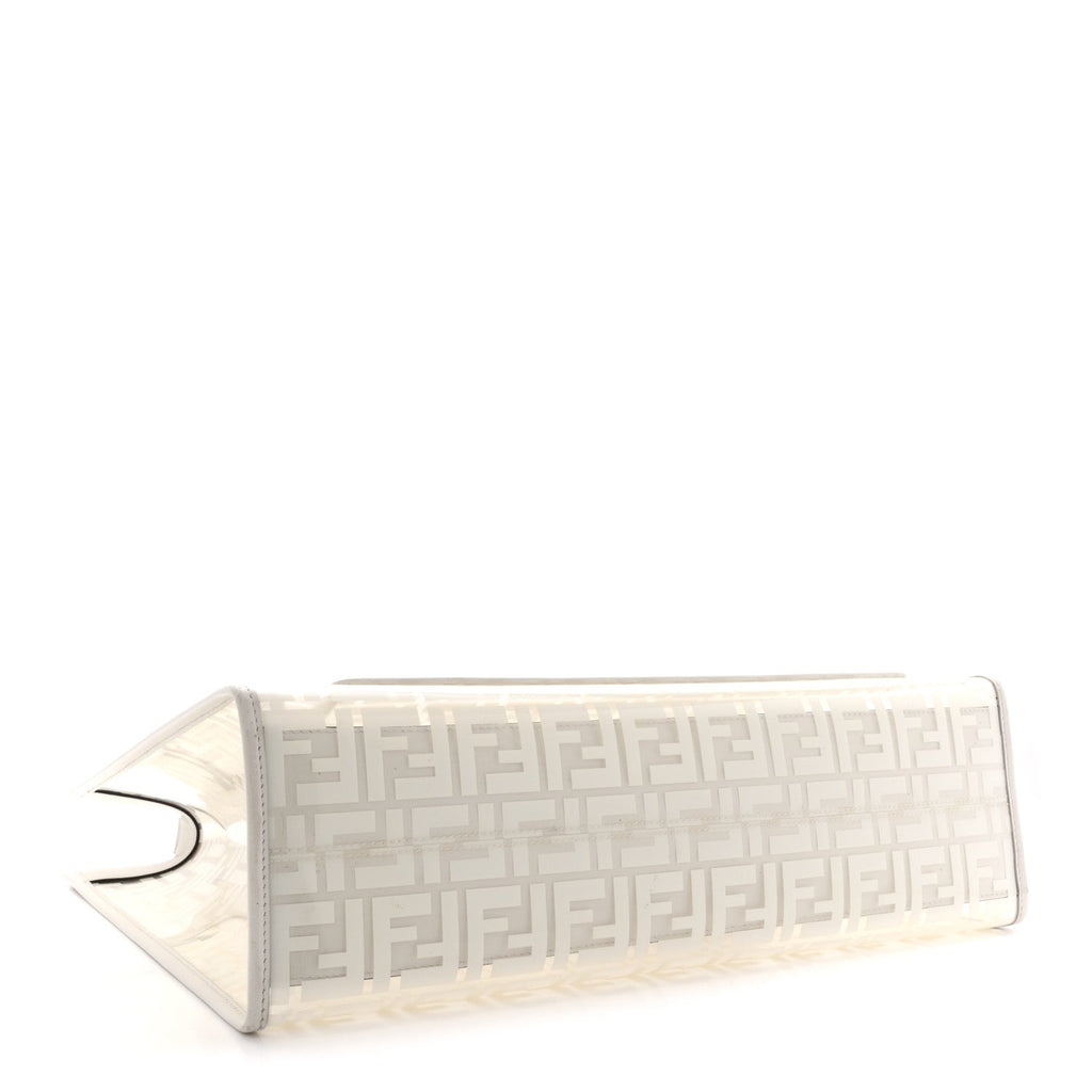 TPU FF Vitello Century Plexiglass Medium Runaway Shopper Tote White