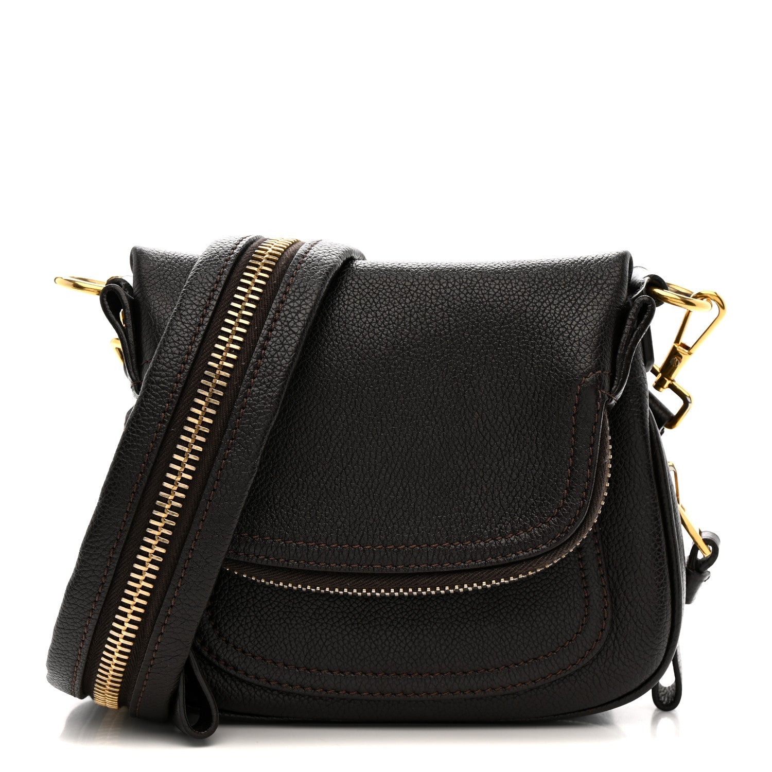 Calfskin Mini Jennifer Crossbody Bag Brown