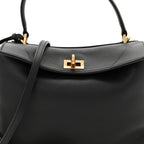 Natural Smooth Calfskin Mini Rodeo Top Handle Handbag Black