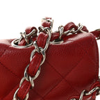Caviar Quilted Jumbo Single Flap Dark Red